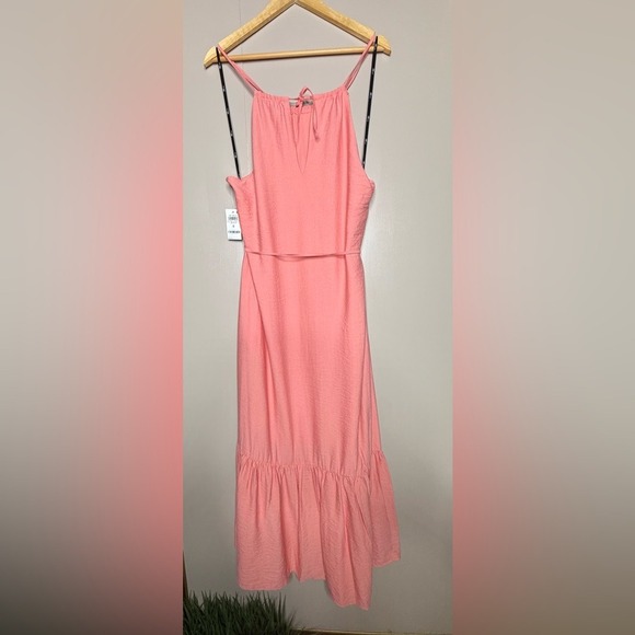 INC Tiered Maxi Dress Size 8 Coral Pink Adjustable Straps NWT Summer - Picture 8 of 12